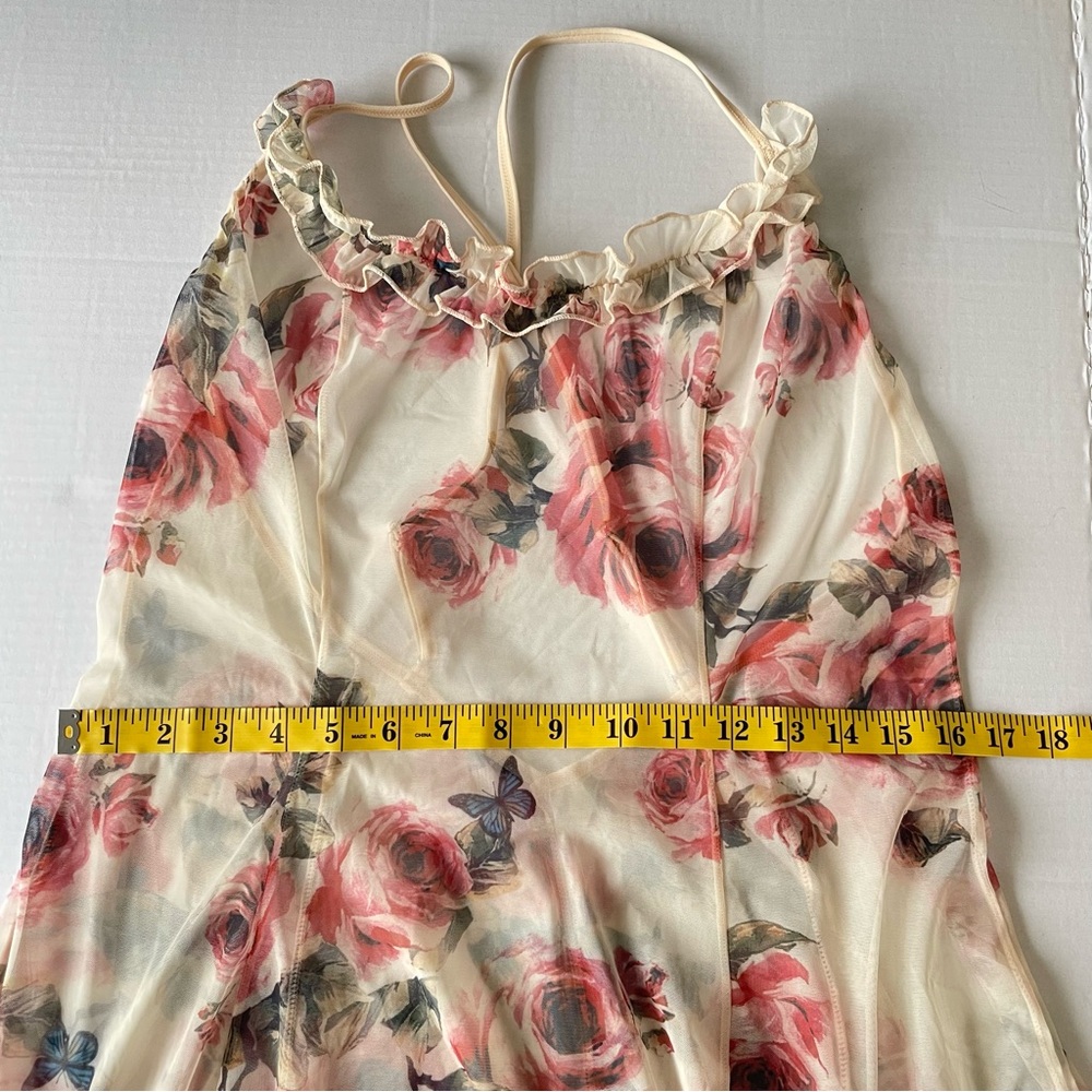Floral Sheer Chemise with Ruffle Trim - Picture 6 of 11